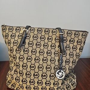 Michael Kors Signature Black and Tan Tote